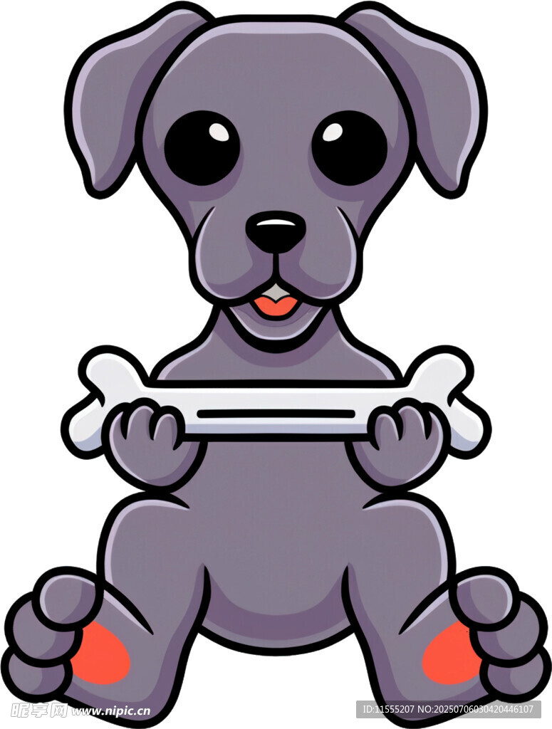 可爱小狗抱骨头