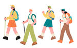 徒步人物插画