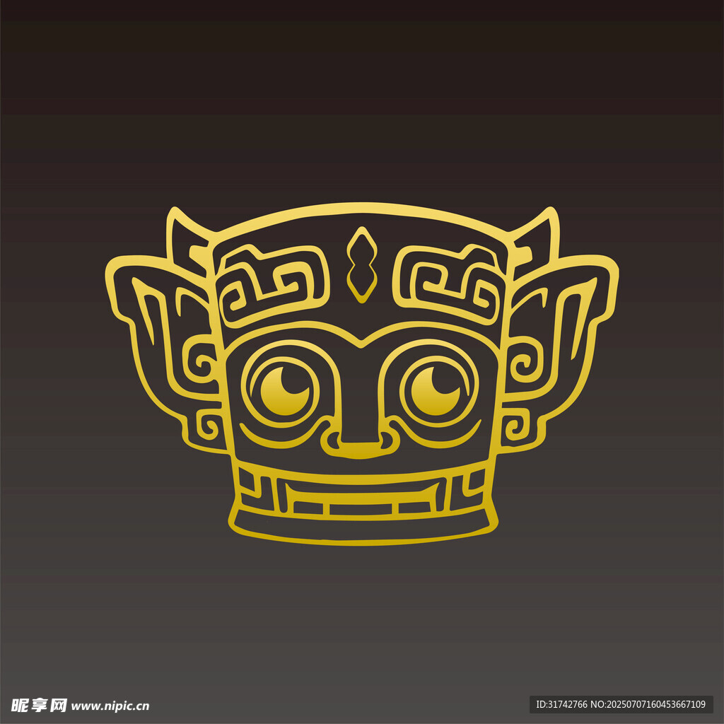 三星堆金沙博物馆黄金面具剪影