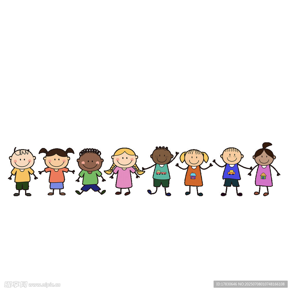 手拉手的可爱儿童们