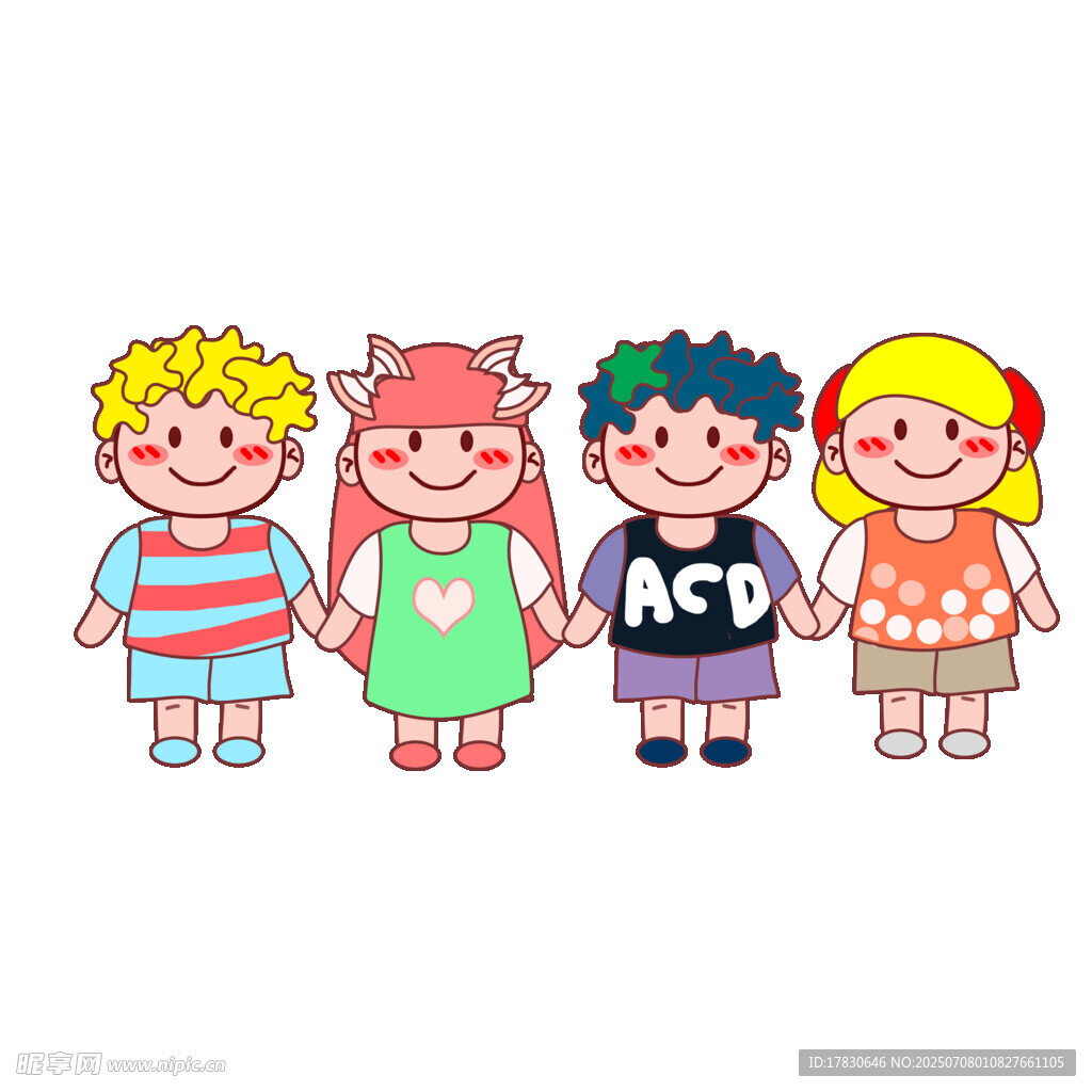 可爱儿童站成一排