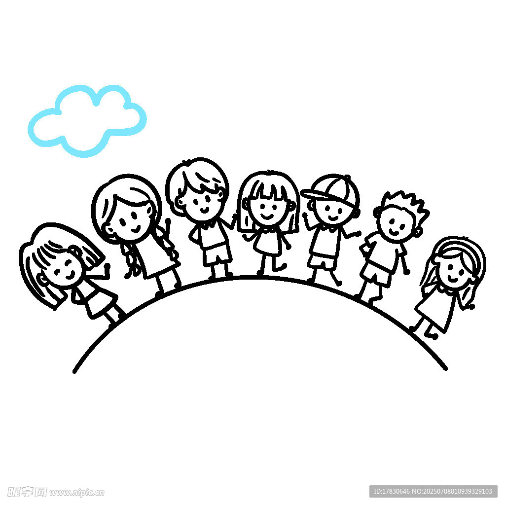 手拉手的可爱卡通小朋友