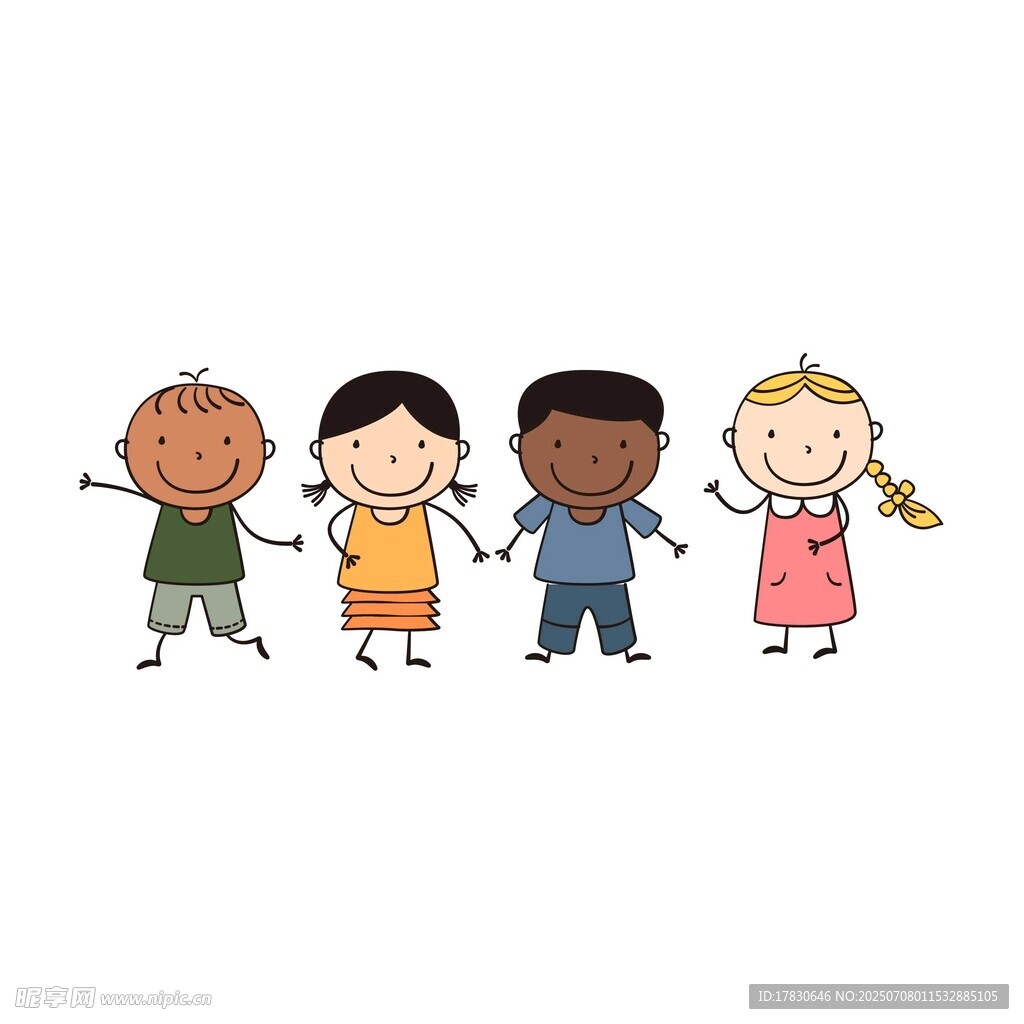 手拉手的快乐儿童