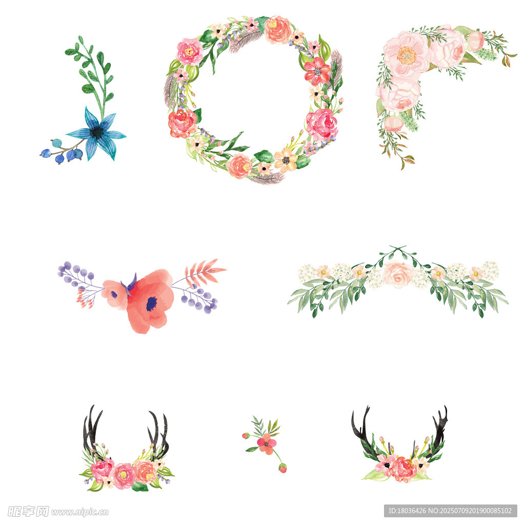 花卉花环装饰素材集合png