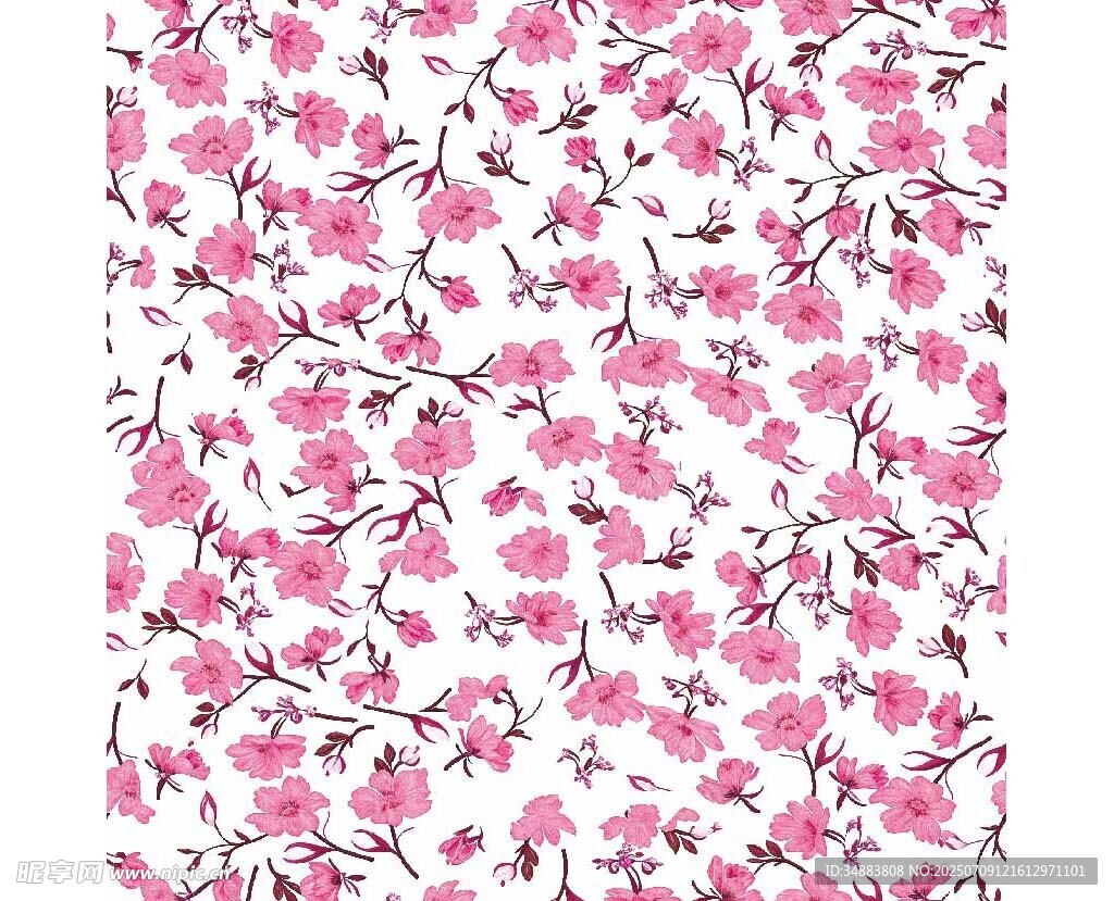 粉色花卉图案布料纹理