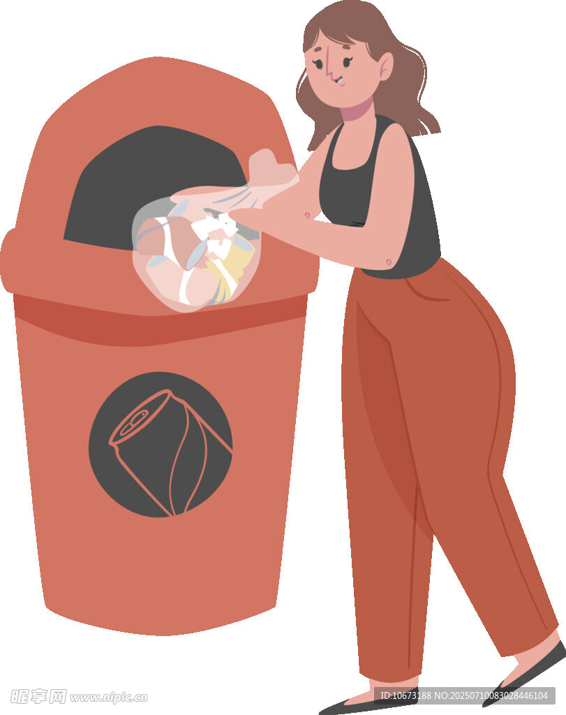 女子分类投放垃圾