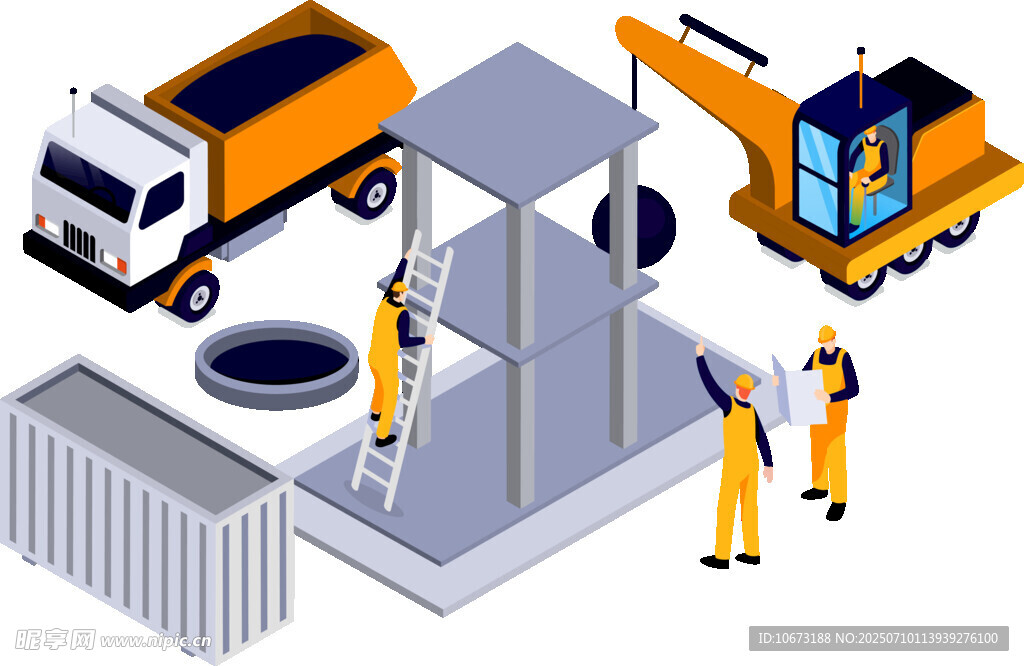 工人进行地下设施施工场景