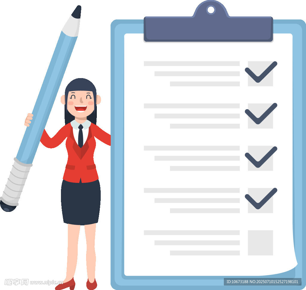职场女性持笔核对任务清单