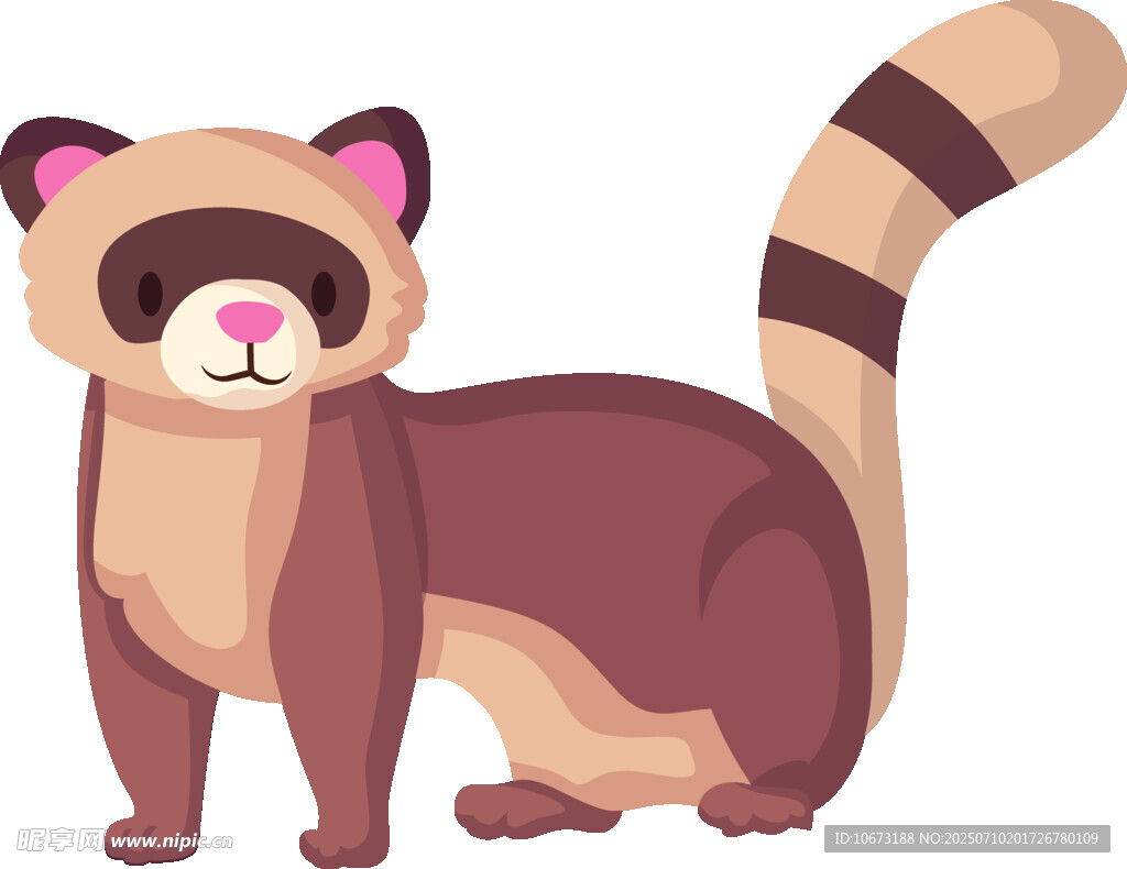 站立的可爱浣熊形象
