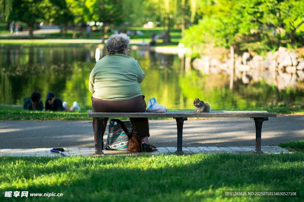 老人公园长椅静享时光