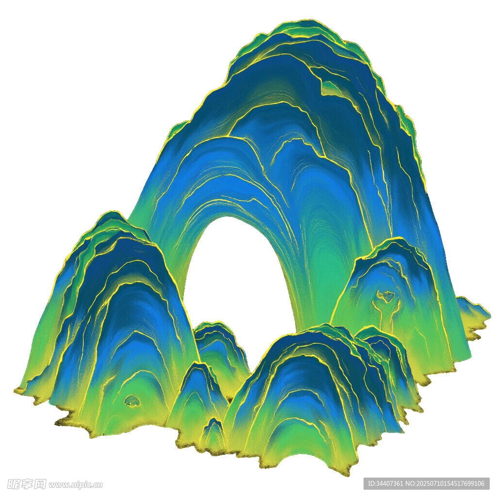 梦幻彩色山峦景观