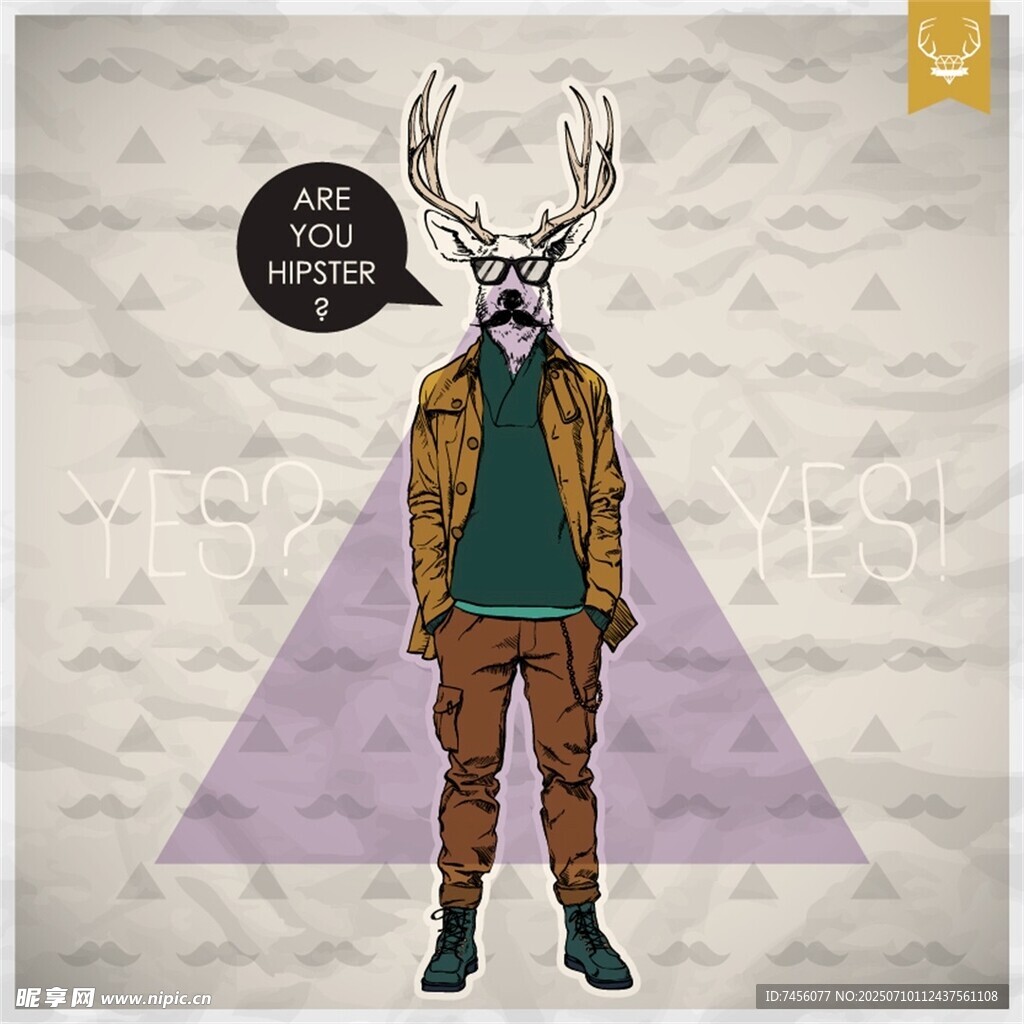 鹿角人时尚插画设计