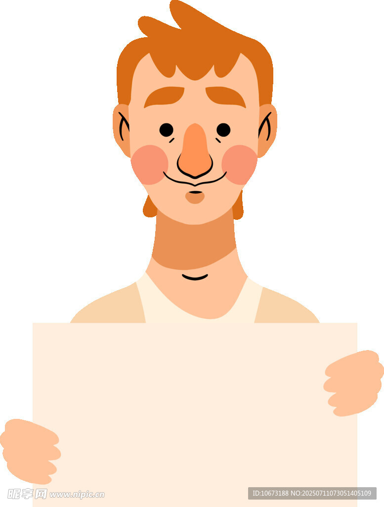 手持空白板的红发男子