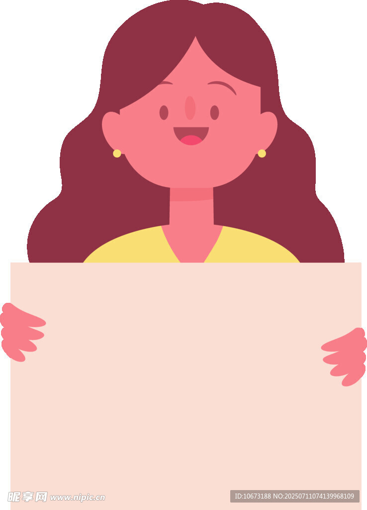 手持空白展板的微笑女孩