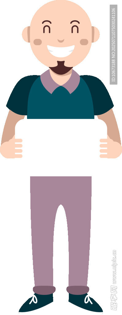 持空白板的微笑男子