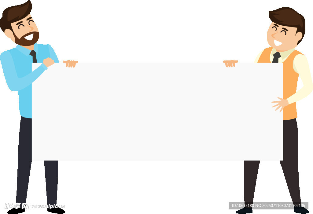 两人共同展示空白广告牌