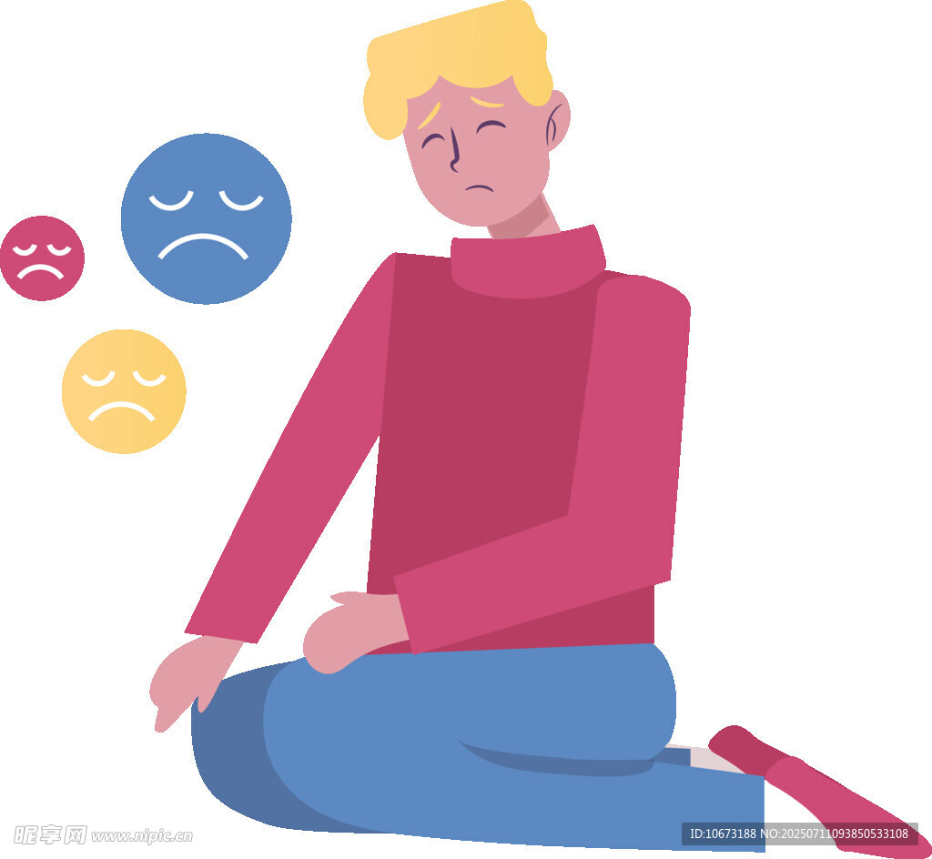 静坐之人与情绪表情符号