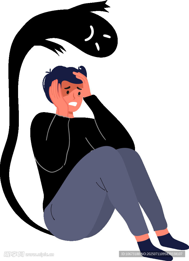 黑猫缠绕下的忧郁男子