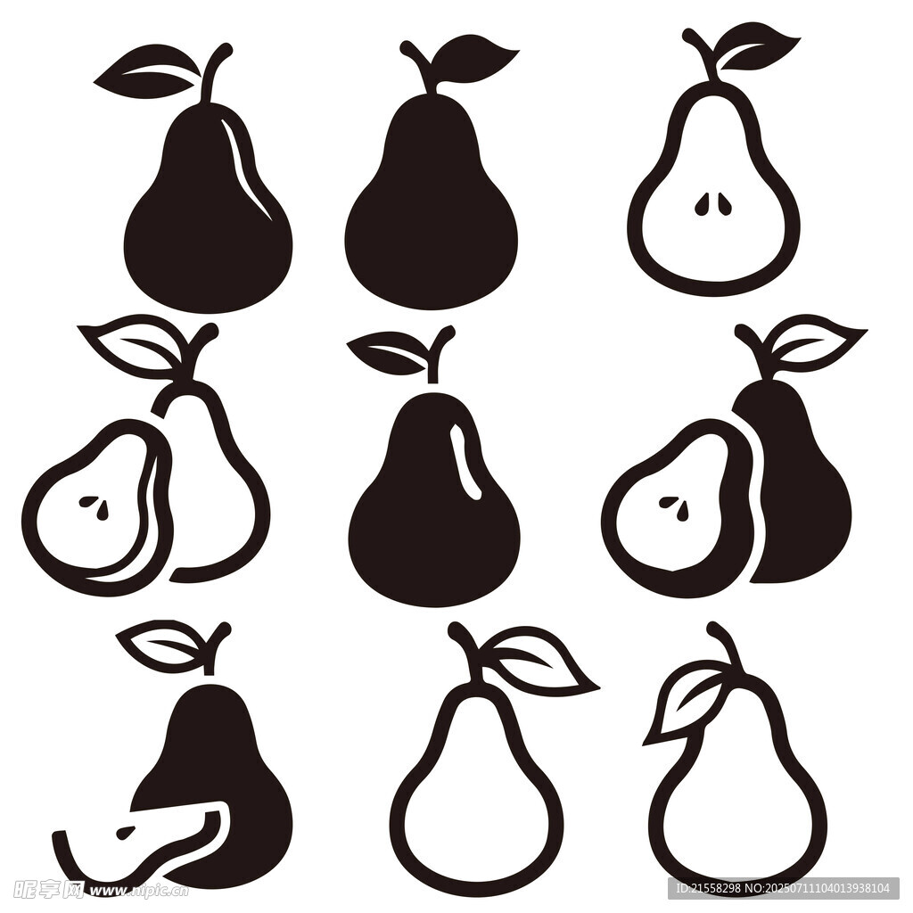 梨的多样图标集合