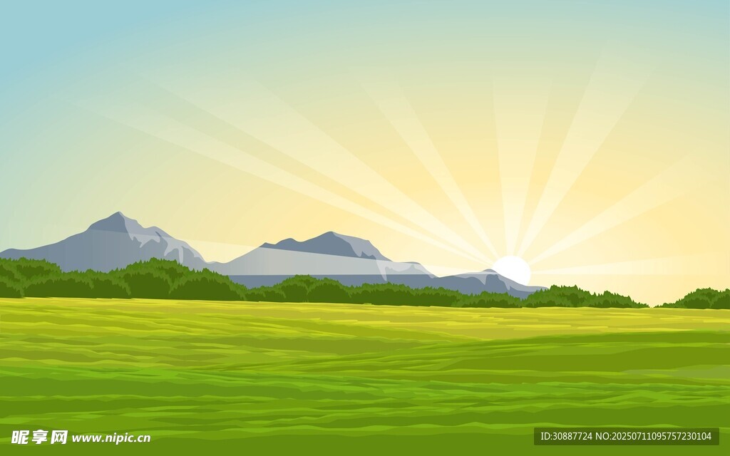 草原日出插图