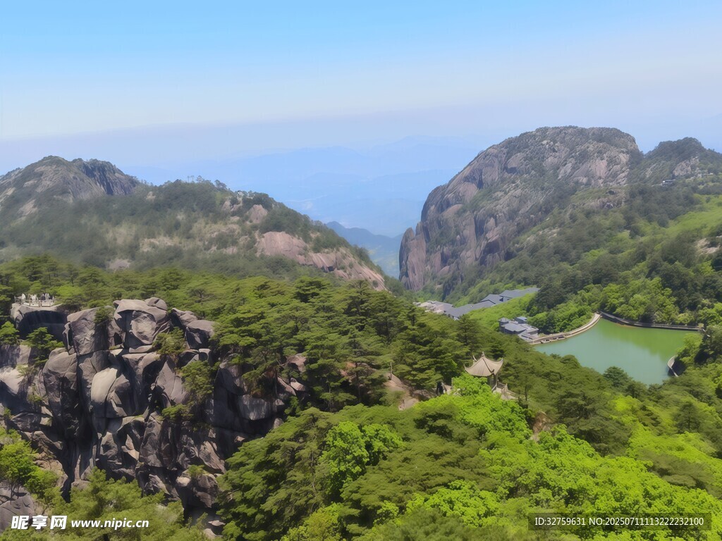 青山绿水间的秀丽山景