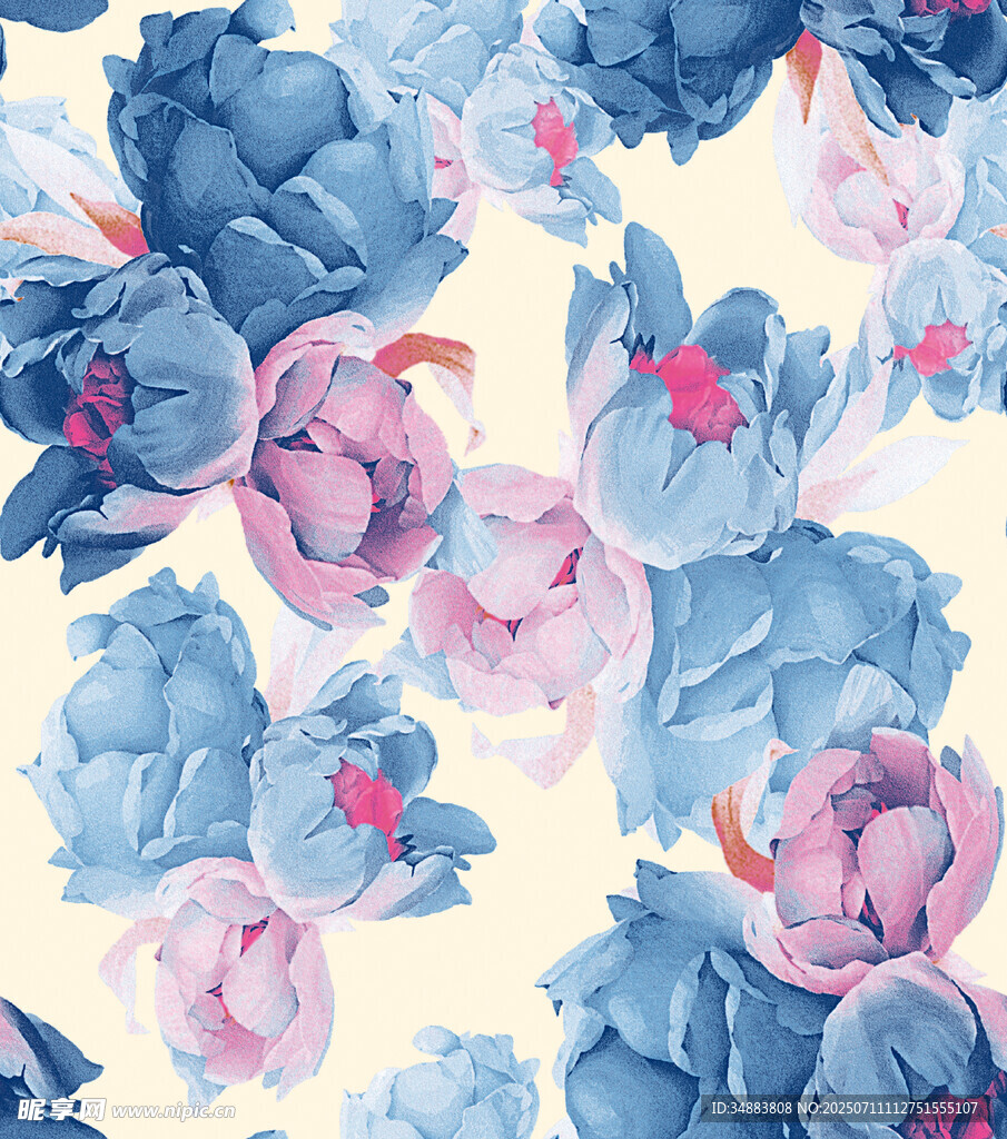 蓝粉花卉图案背景