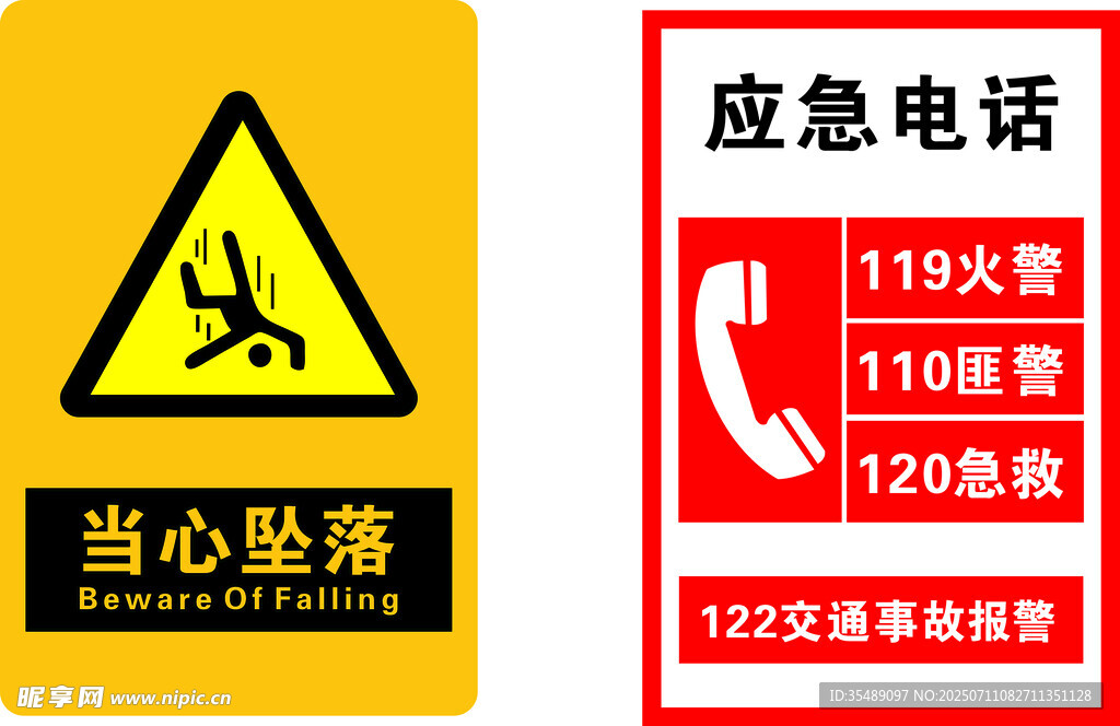 当心坠落 应急标识牌