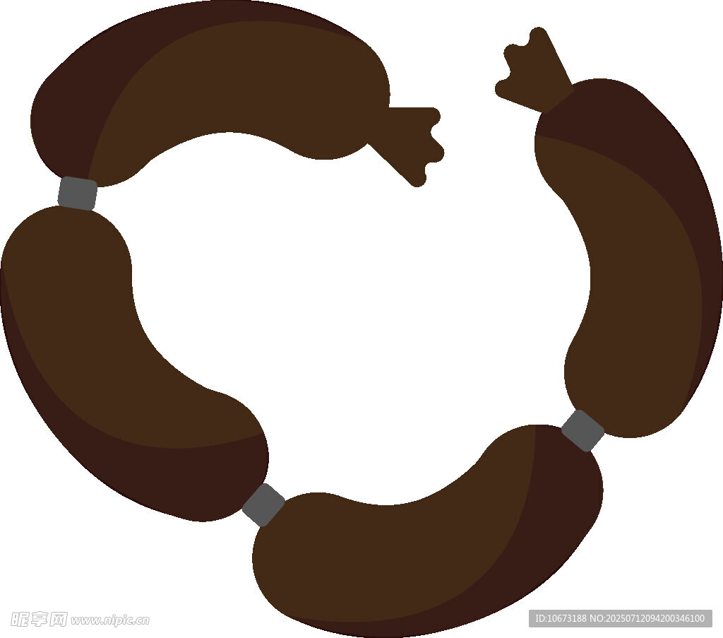 环形排列的美味香肠