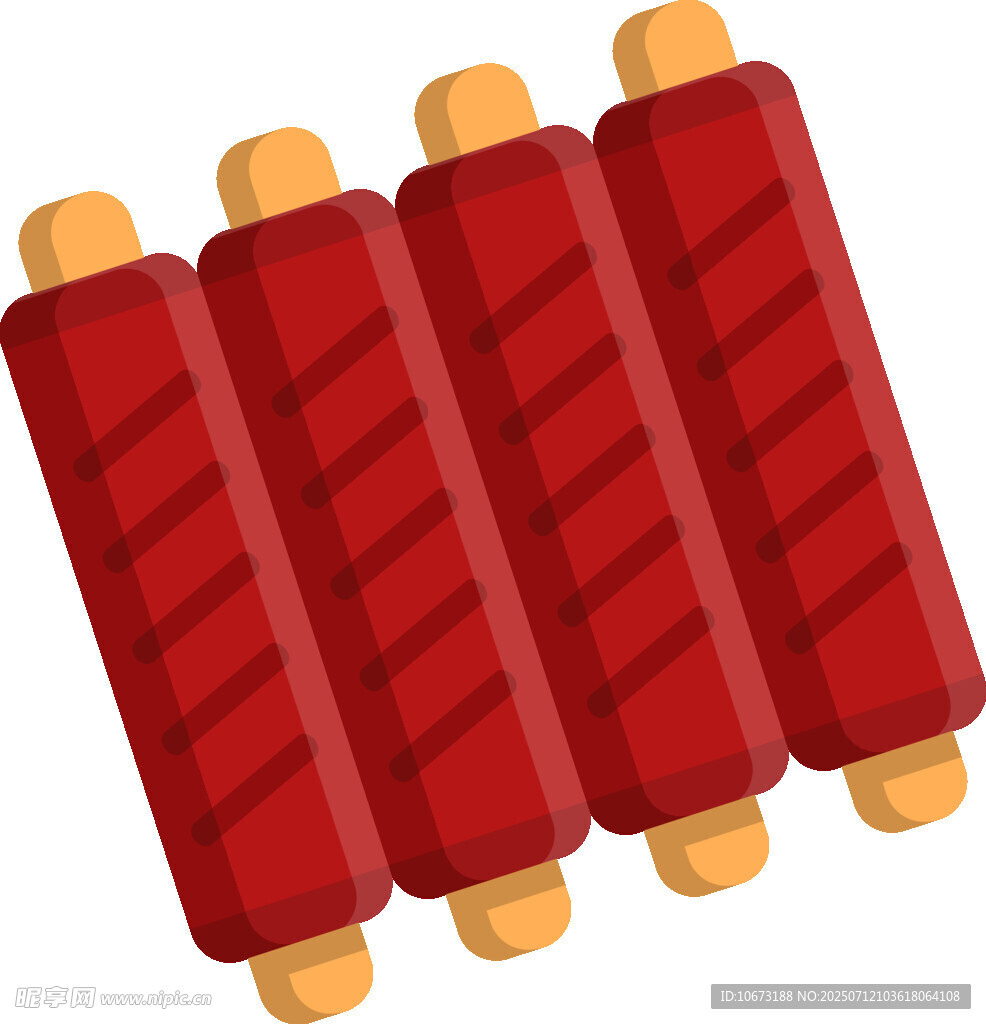 红色条纹擀面杖四件套