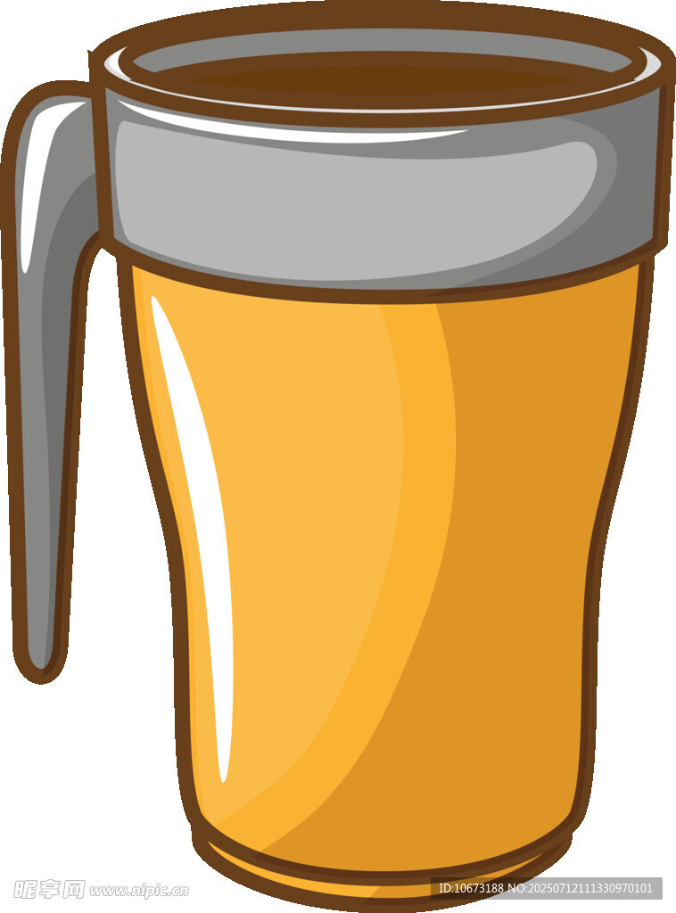 卡通黄色带柄咖啡杯