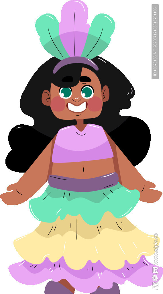 身着多彩服饰的欢乐女孩