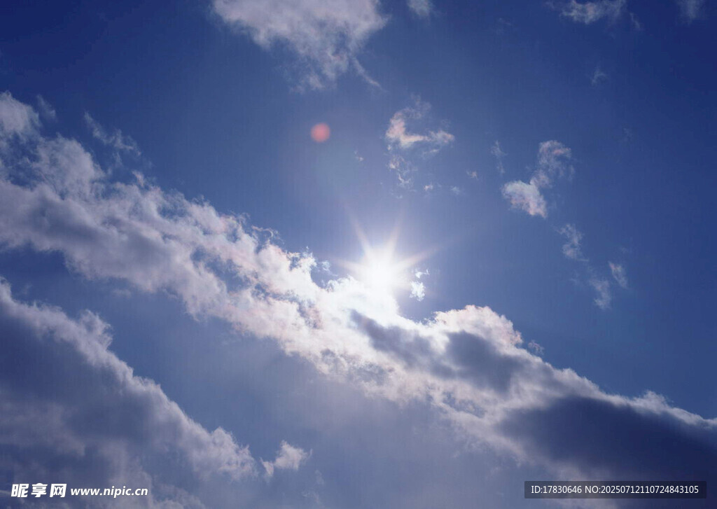 晴朗天空中的耀眼阳光