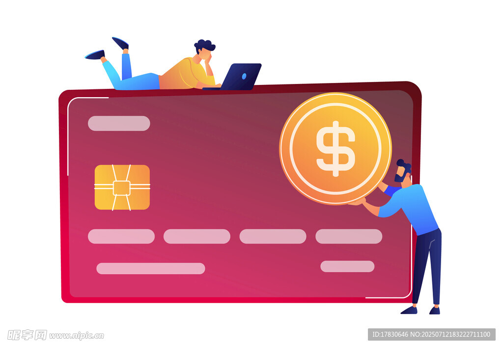 信用卡旁的金融工作场景