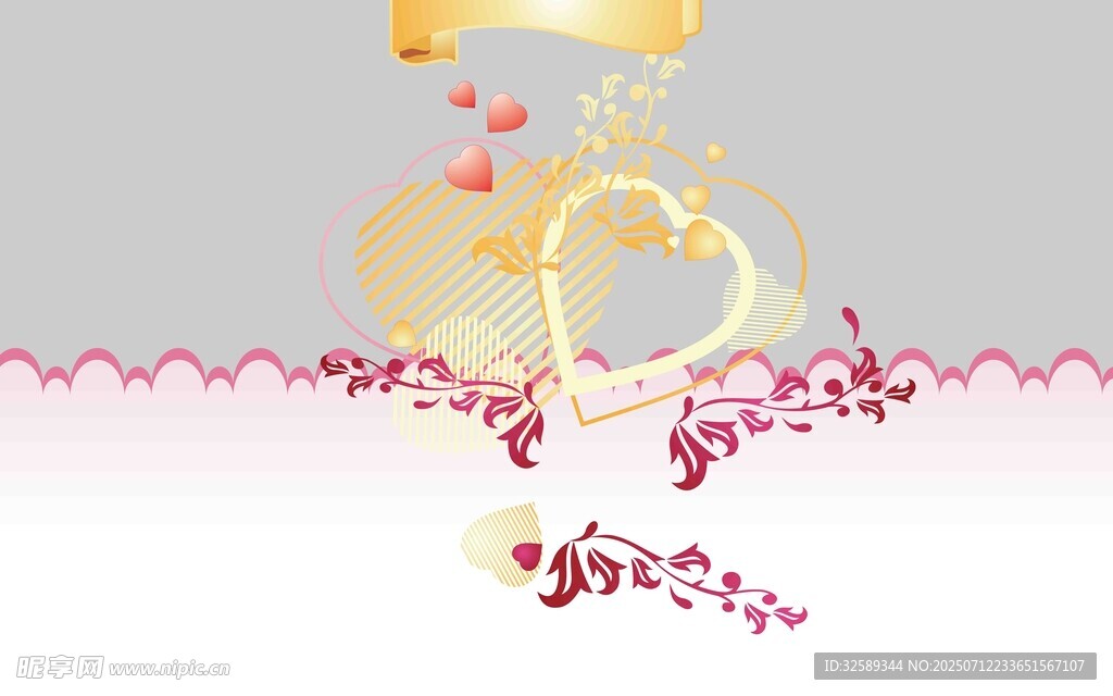 浪漫爱心花瓣装饰图案