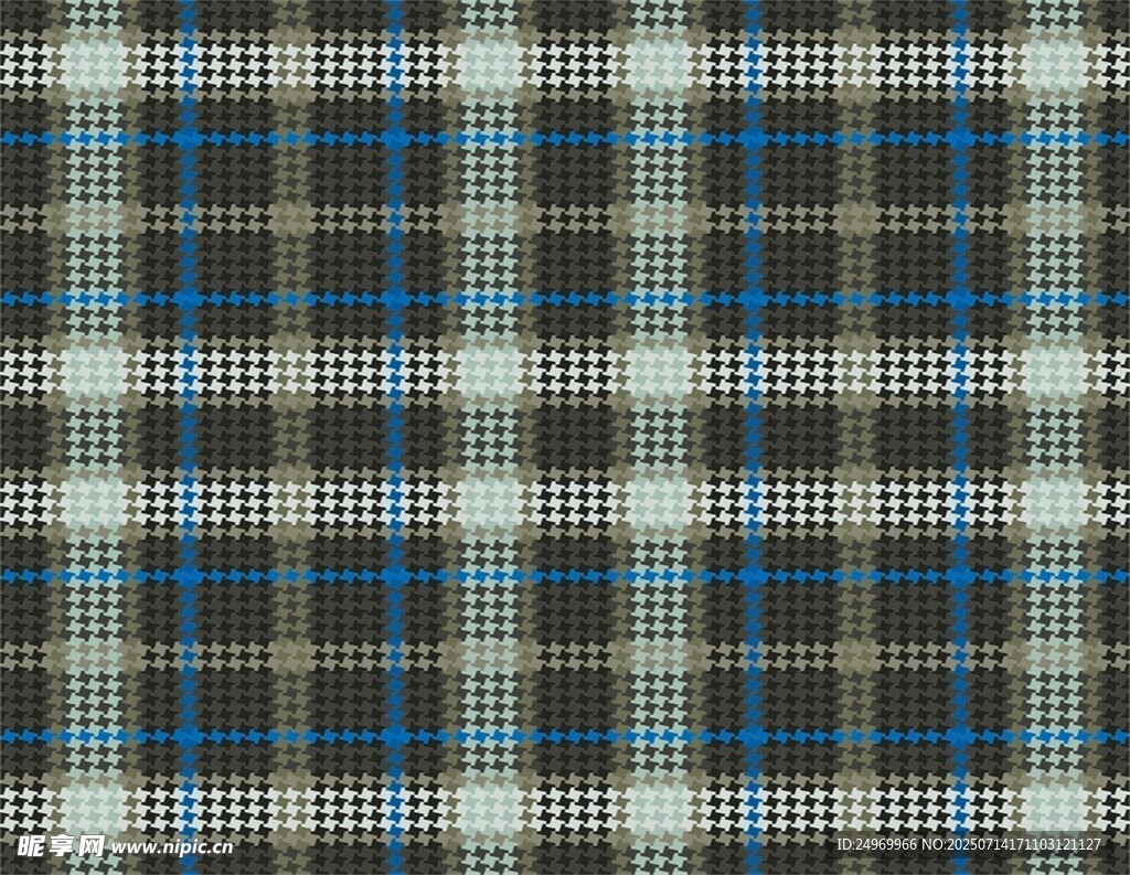 蓝白棕格子织物纹理