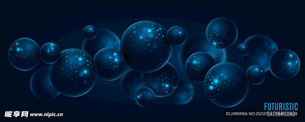 蓝色梦幻气泡背景图