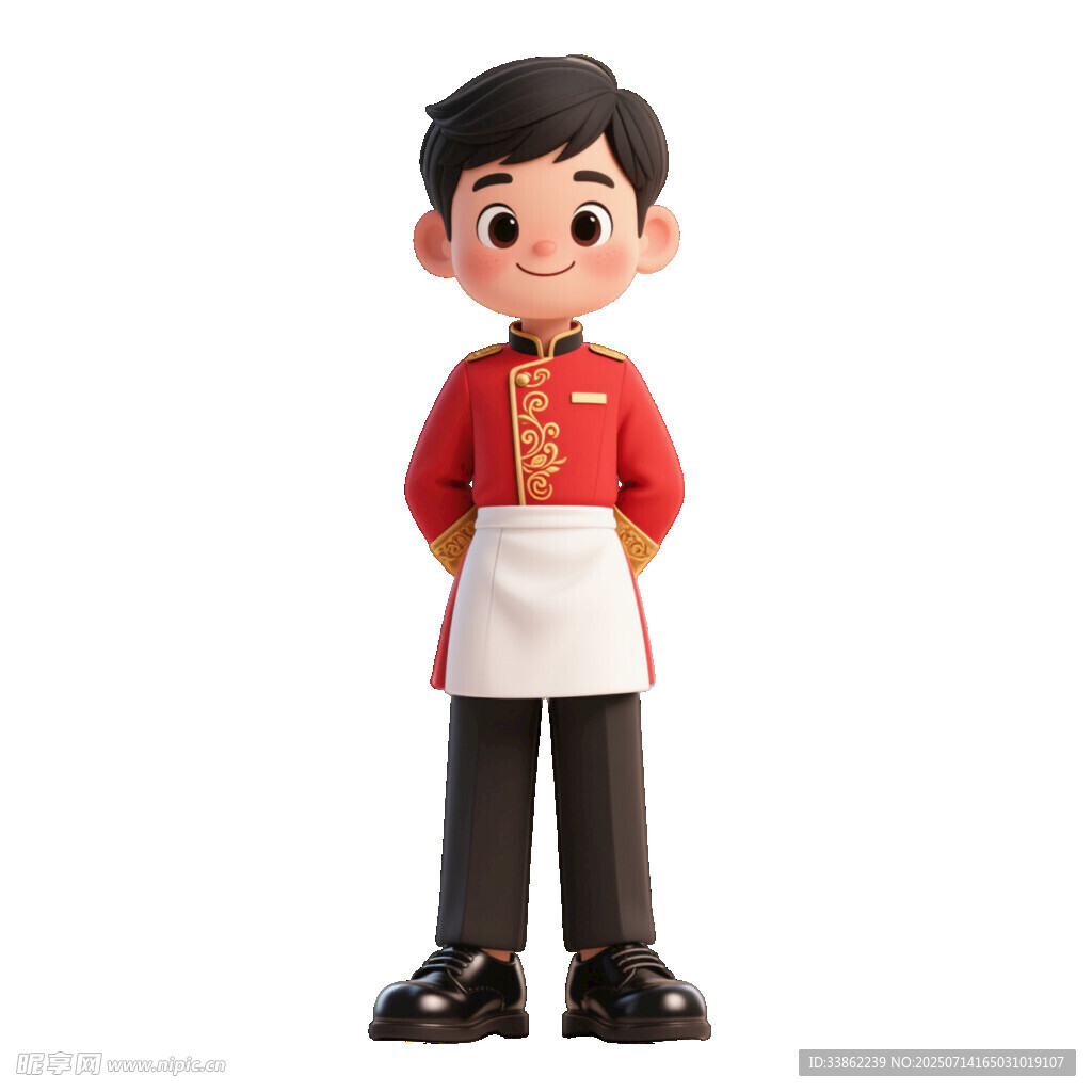 可爱中式制服卡通服务员