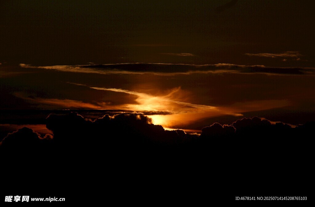 夜幕下的绚烂霞光