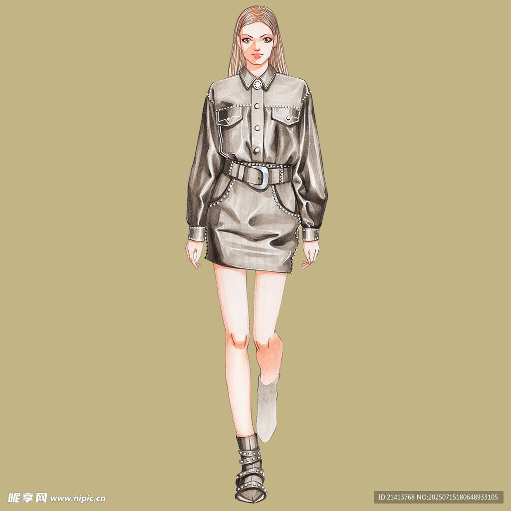 时尚工装风女性模特