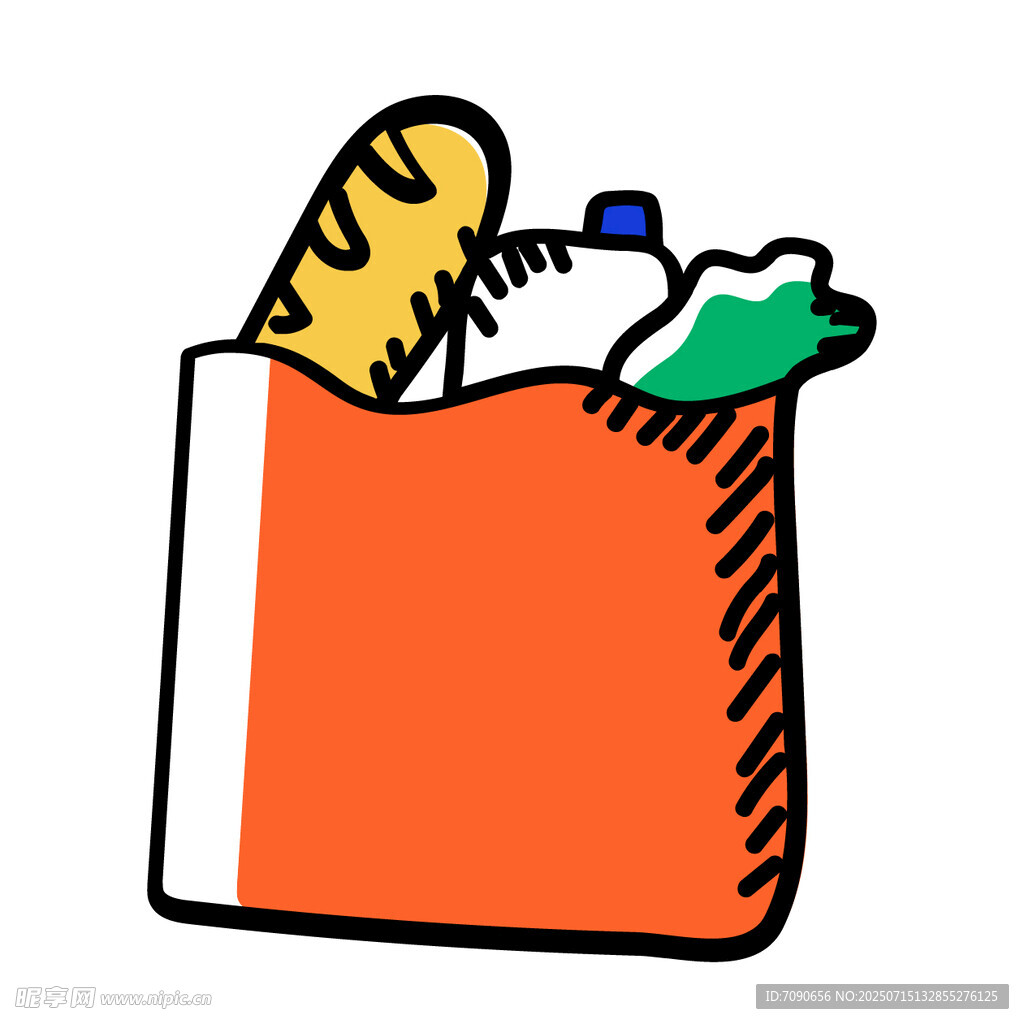 橙色购物袋装满物品