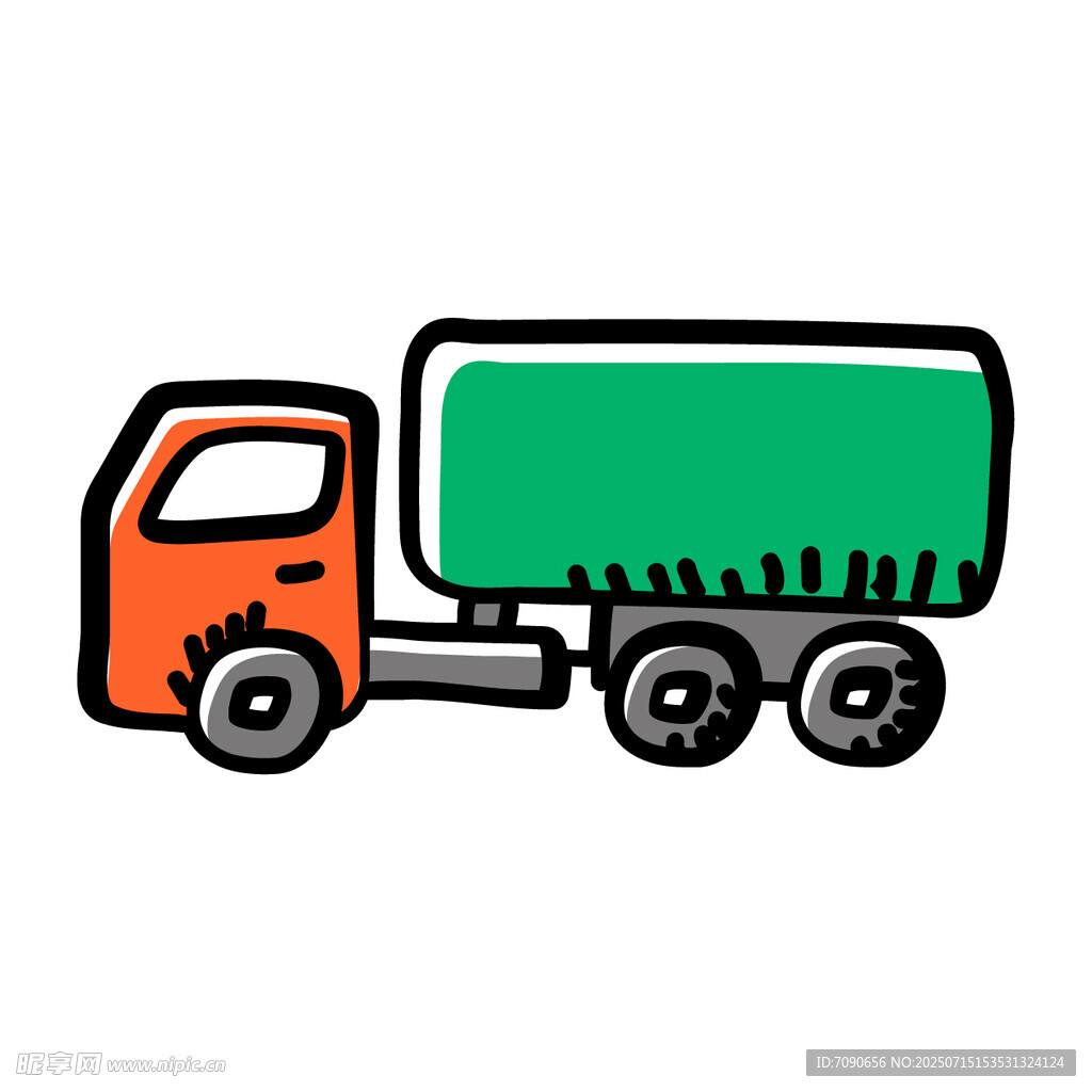 卡通橙色载货卡车形象