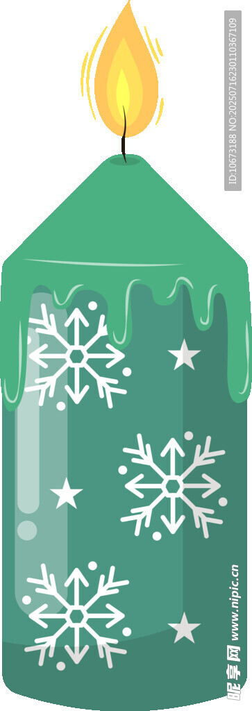 雪花图案绿色蜡烛