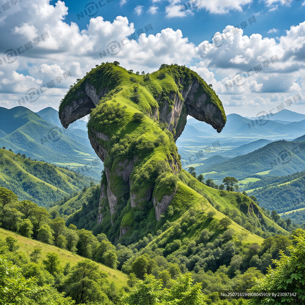 一座绿色的起伏山 有近山有远山
