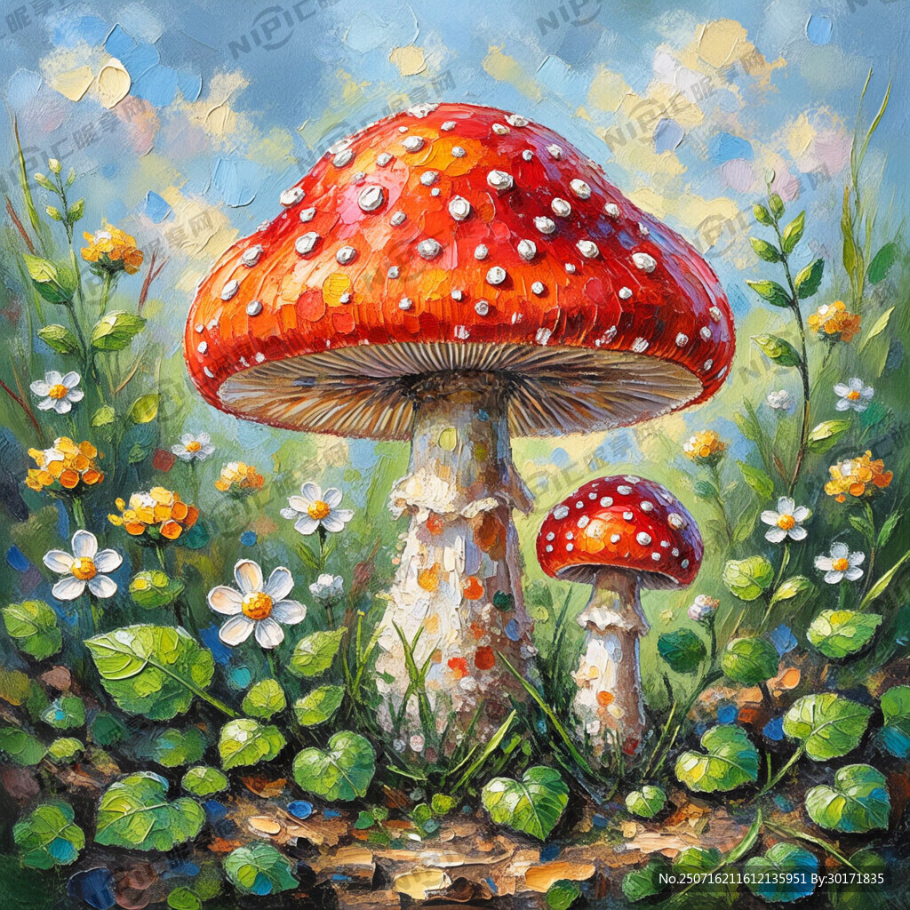 蘑菇形状扁平手绘型 高质量渲染