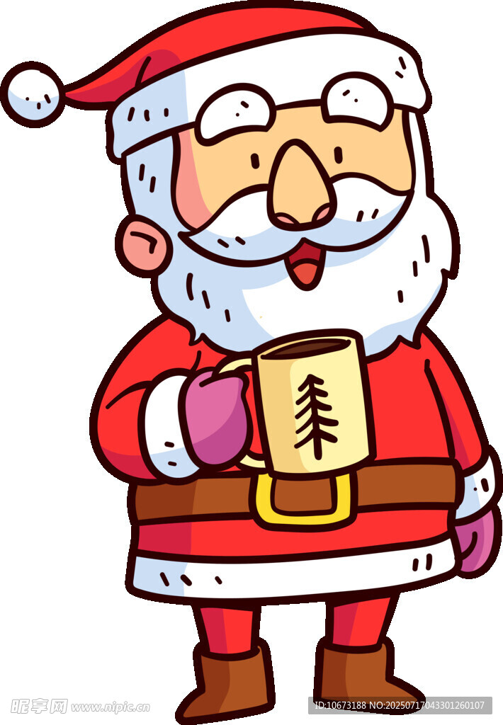 圣诞老人手持中式茶杯