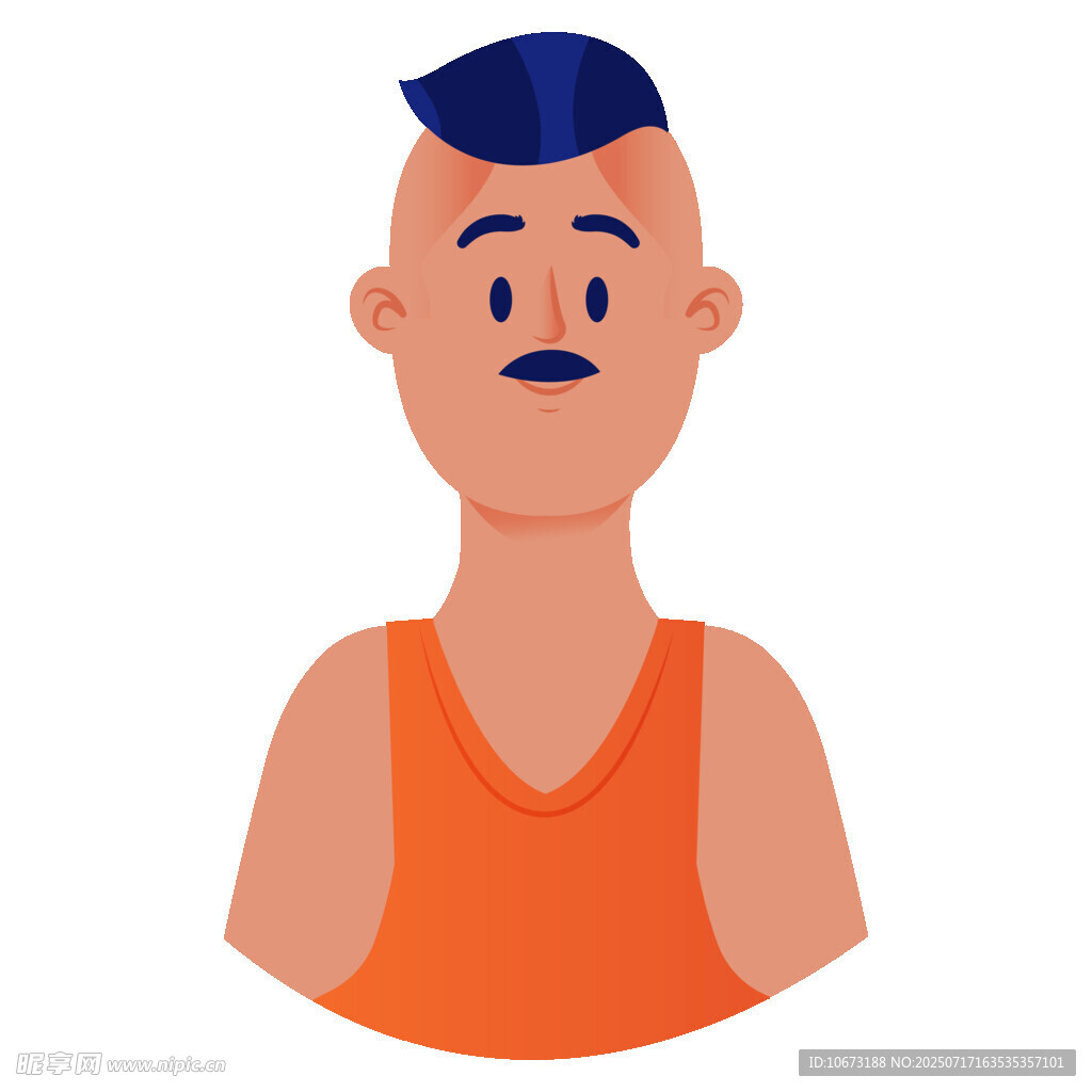 穿橙色背心的短发男子