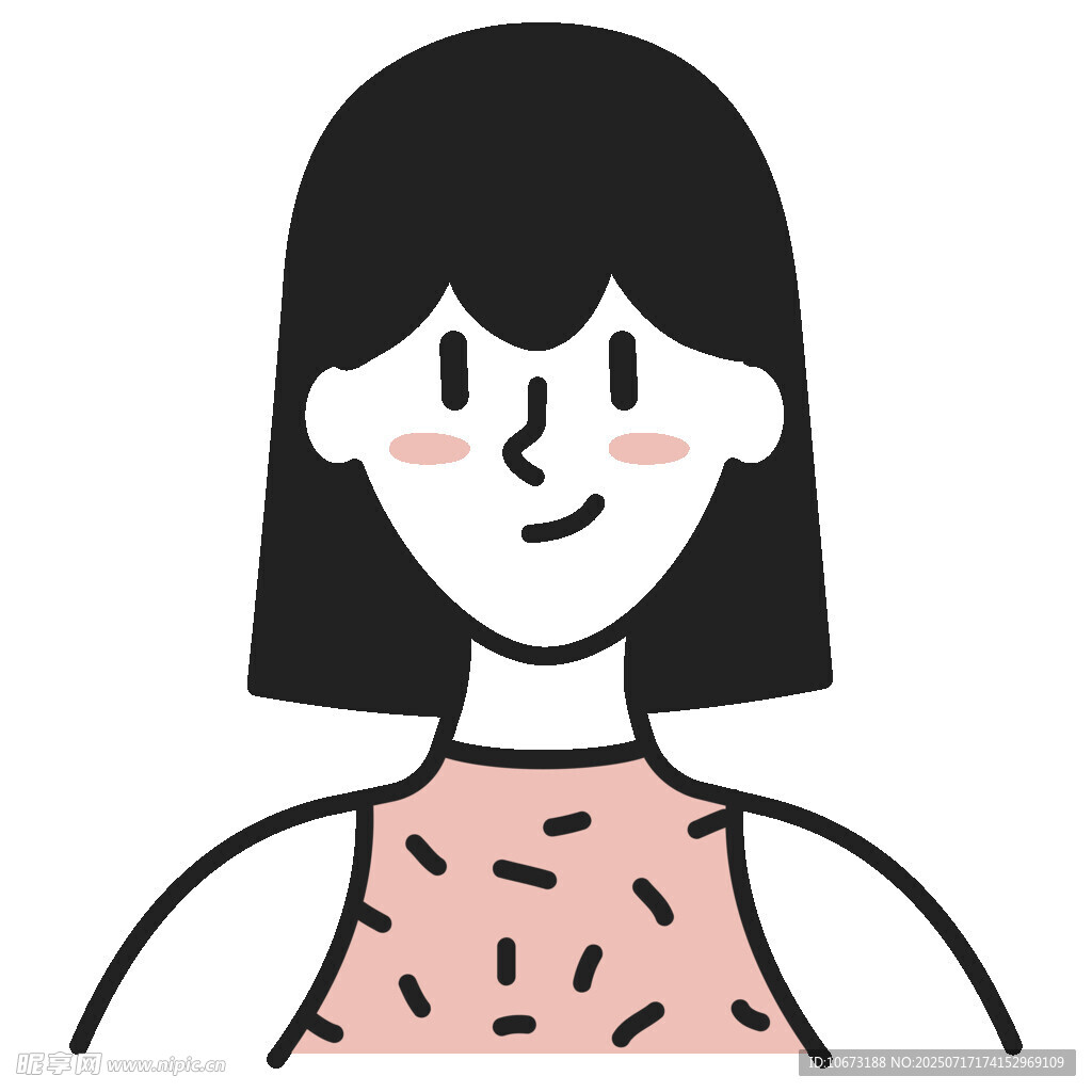 微笑女孩的简约插画形象