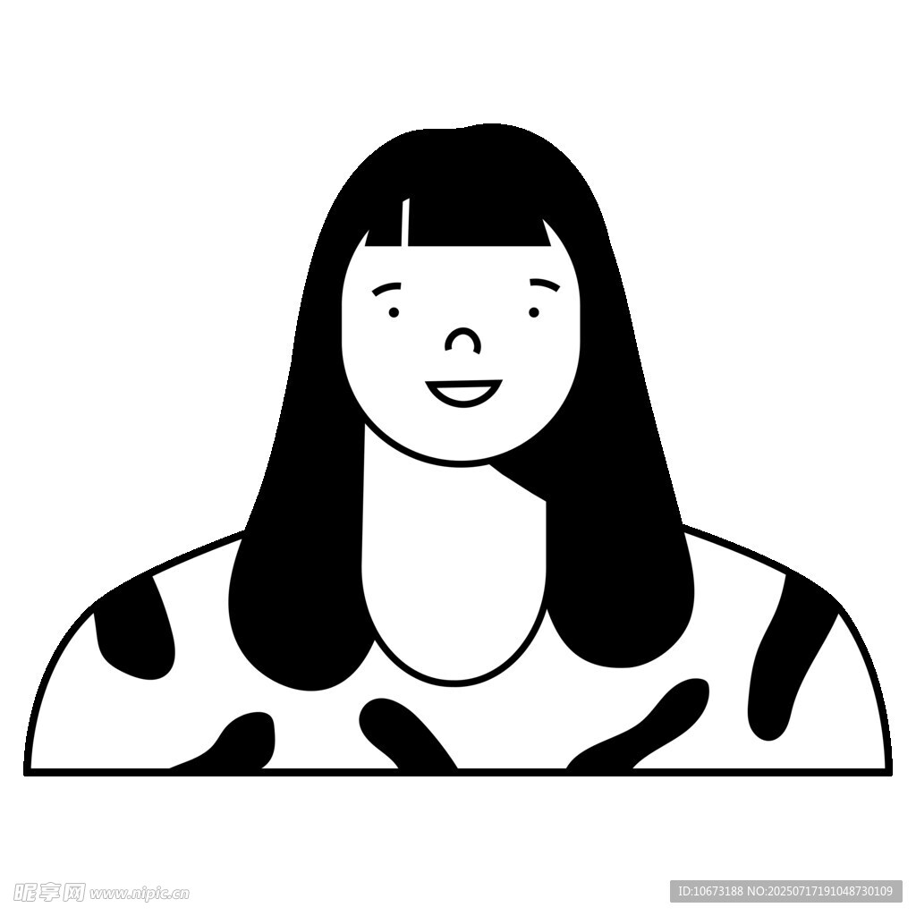 长发女士卡通形象