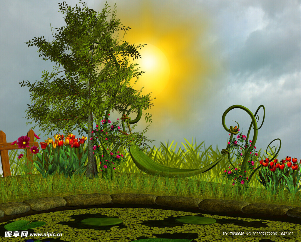 梦幻阳光草地花卉景观