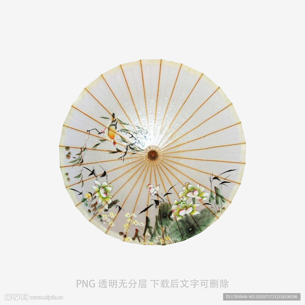 中式花鸟图案油纸伞